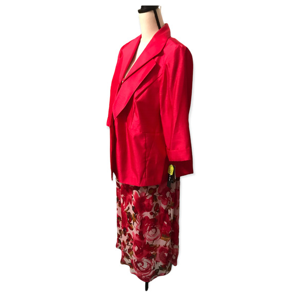 Dana Kay Rasberry and Green Two Piece Floral Maxi Dress w/Jacket, NWT, Size 18W - Picture 2 of 10